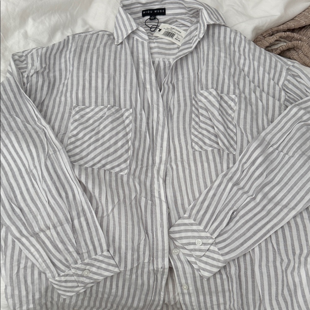 High Muse Gray Striped Button Down Shirt